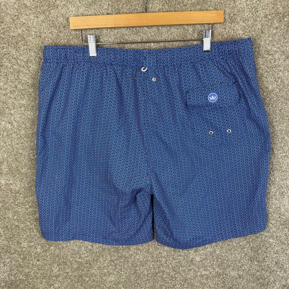 Peter Millar Seaside Collection Mens XL Blue Geometric Link Swim Trunks Shorts